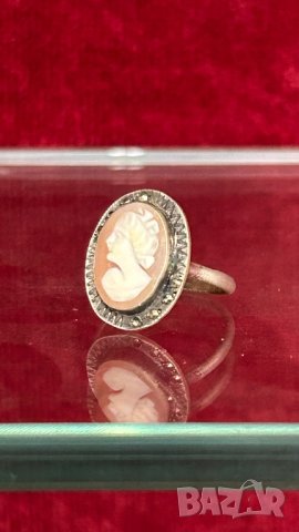 Сребърен пръстен с камеа, снимка 3 - Пръстени - 43923441