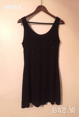 Нова - 30% блестяща еластична черна рокля без ръкав M-L