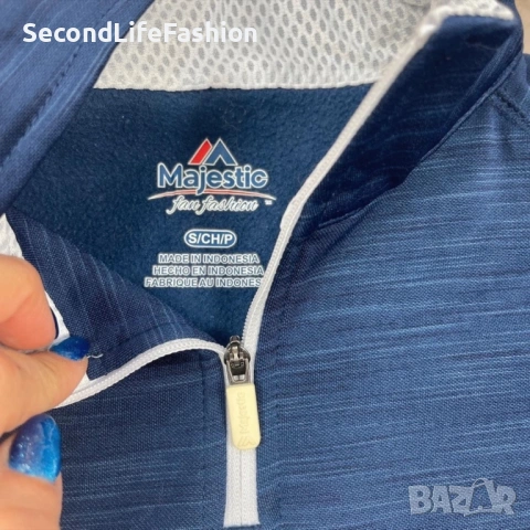 Дамска спортна блуза Majestic с 1/4 цип тъмносиньо размер S, снимка 2 - Блузи с дълъг ръкав и пуловери - 53155677