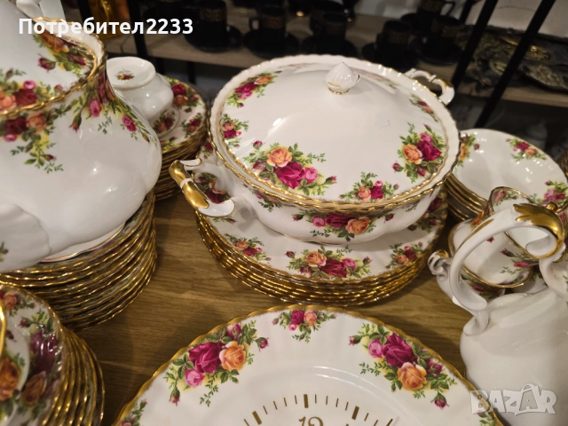 Royal Albert – Old Country Roses!  140 части • 24K позлата • Англия!  Цена: 4200 лв  Уникално голям , снимка 3 - Сервизи - 52433260