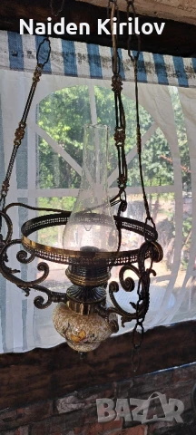 полилей от месинг, порцелан и стъкло , снимка 5 - Полилеи - 50598413