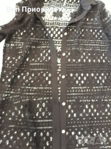 Риза- туника с перлени копчета, черна дантела, много ефектна стилна, снимка 8 - Туники - 37409061