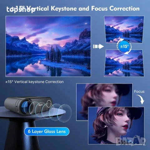 НОВ ТЕСТВАН Видео проектор Toperson HD Dolby WiFi Bluetooth 8000 лумена,1080P, снимка 2 - Плейъри, домашно кино, прожектори - 50552503