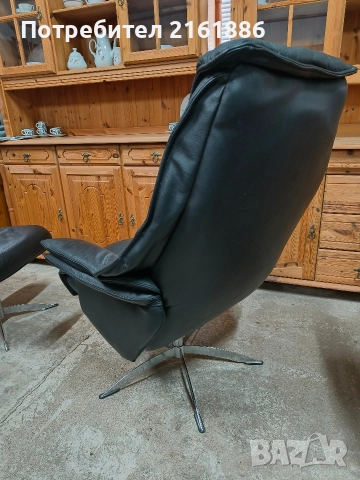 Relax кресло с отоманка от естествена кожа , снимка 4 - Дивани и мека мебел - 52885955