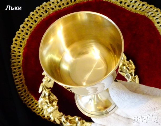 Бронзова чаша за вино 12 см. , снимка 2 - Антикварни и старинни предмети - 52818228