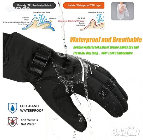 ПРОМО! BIKINGMOREOK - Унисекс зимни спортни ръкавици - 3M до -30 градуса - тъчскрийн, снимка 4 - Ръкавици - 38181591