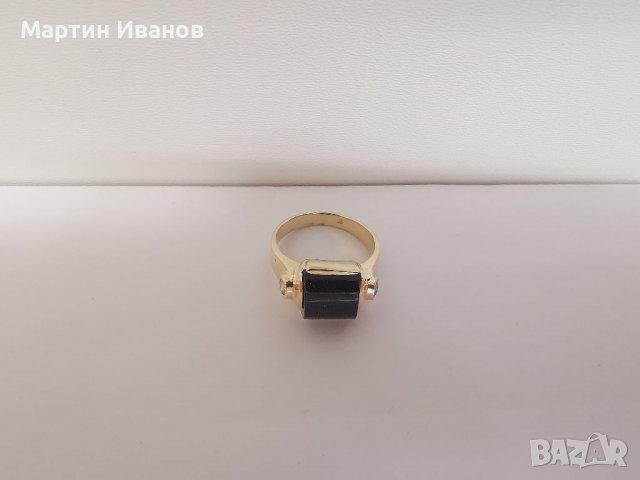 Златен пръстен с авантюрин и циркони , снимка 6 - Пръстени - 38997813
