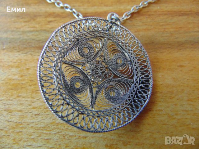 Стар сребърен медальон филигран, снимка 3 - Колекции - 26882153