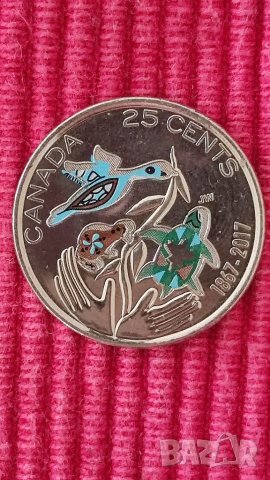 25 цента,150 години юбилей Канада,Кралица Елизабет ll. , снимка 2 - Нумизматика и бонистика - 38084004