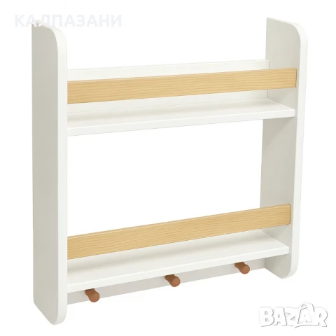 Детска Етажерка, Стенна с Рафтове и Закачалки, Бяла, За Детска Стая TF6931, снимка 2 - Мебели за детската стая - 47717185