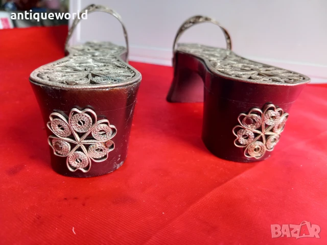 Сребърни ОСМАНСКИ Дървени Налъми За Хамам СРЕБРО , ФИЛИГРАН, снимка 3 - Антикварни и старинни предмети - 51211882