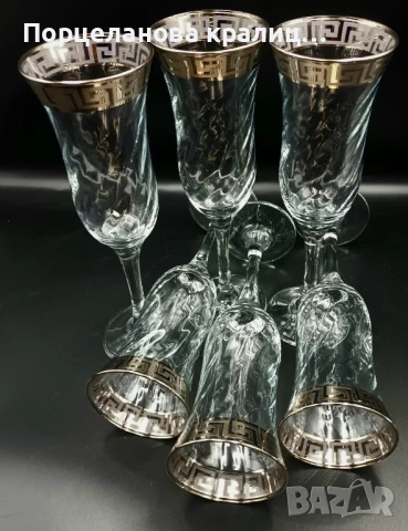 Елегантен комплект от 6 чаши за шампанско Versace, снимка 7 - Чаши - 51044911
