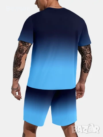 Модерен спортен  комплект-тениска и къс панталон, снимка 2 - Спортни дрехи, екипи - 46928108