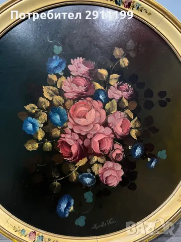 Кръгла картина, маслени бои, снимка 4 - Картини - 49508583