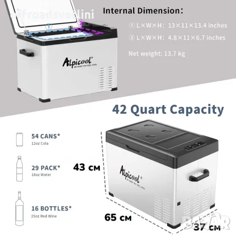 БЕЗПЛ ДОСТАВКА 40L Преносим компресорен хладилник фризер 12V 24V 220V, снимка 2 - Аксесоари и консумативи - 49380041