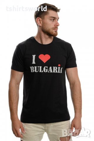 Нова мъжка тениска с трансферен печат I LOVE BULGARIA в черен цвят, снимка 6 - Тениски - 37663045