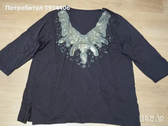 Елегантна бутикова  дамска блуза голям размер, снимка 3 - Тениски - 50044403