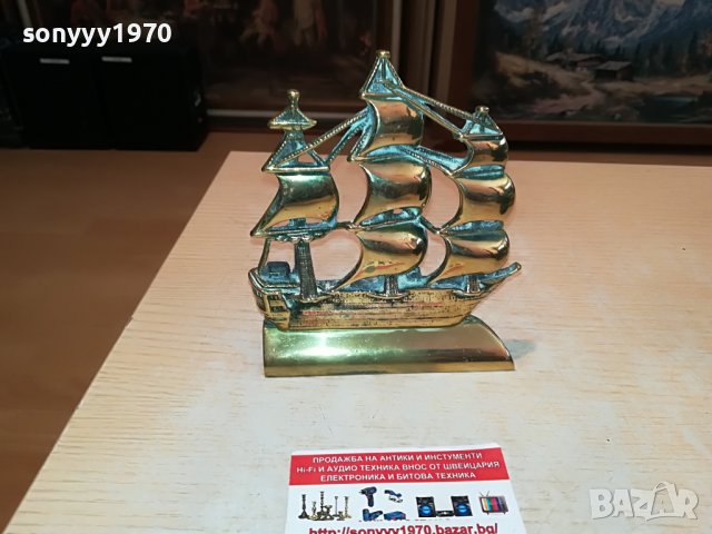 КОРАБ ОТ АНГЛИЯ-МЕД/МЕСИНГ 2305221818, снимка 2 - Антикварни и старинни предмети - 36853838