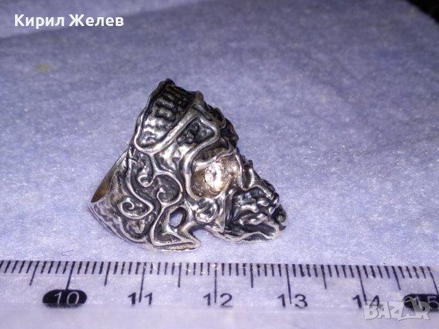 СРЕБЪРЕН НЕО ГОТИК АРТ ПИРАТСКИ ПРЪСТЕН ЛАКИРАНО СРЕБРО 925 с ЮВЕЛИРНО ФАСЕТИРАНИ ЦИРКОНИ 36160, снимка 6 - Пръстени - 39507140