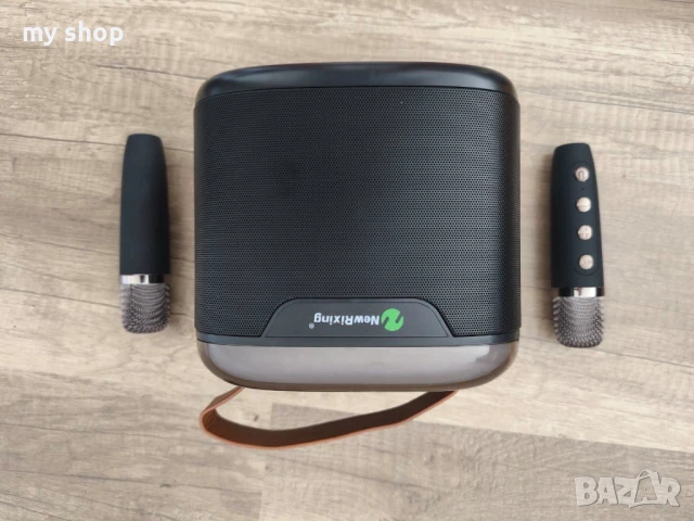 Преносима тонколона с 2 микрофона,Bluetooth,Черна, снимка 3 - Тонколони - 51236316