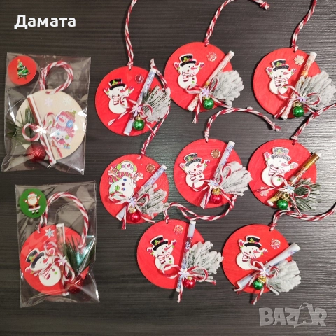 Коледни късмети/висулки за закачане/ магнитче/топки/торбички от зебло, снимка 6 - Коледни подаръци - 48274062