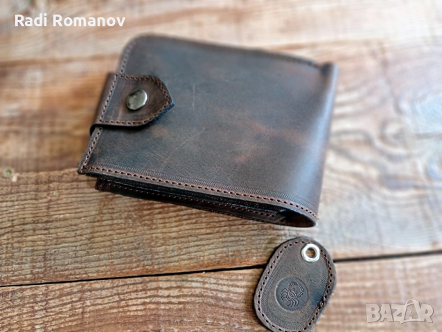 Мъжки кожен портфейл, естествена кожа, мъжки подарък., снимка 2 - Портфейли, портмонета - 41534350