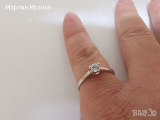 Златен пръстен годежен, бяло злато 1, снимка 10 - Пръстени - 34619930