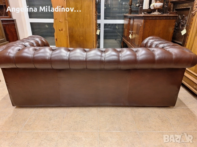 Диван тройка CHESTERFIELD естествена кожа , снимка 7 - Дивани и мека мебел - 51711411
