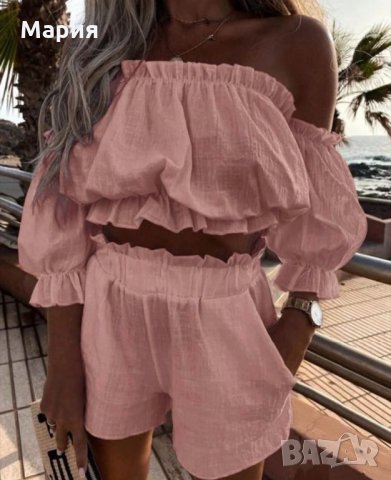 Къс дамски комплект, цвят пепел от рози, снимка 1