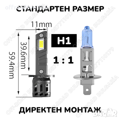 2024 Модел 200W LED Диодни крушки H1 12V 300% Светлина, Умален модел, снимка 2 - Аксесоари и консумативи - 44884043