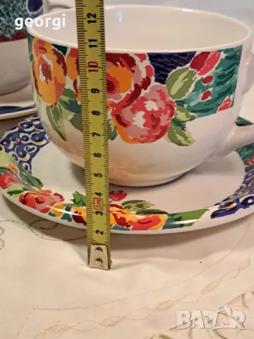 голяма порцеланова чаша с чинийка 23/3, снимка 5 - Чаши - 49353013