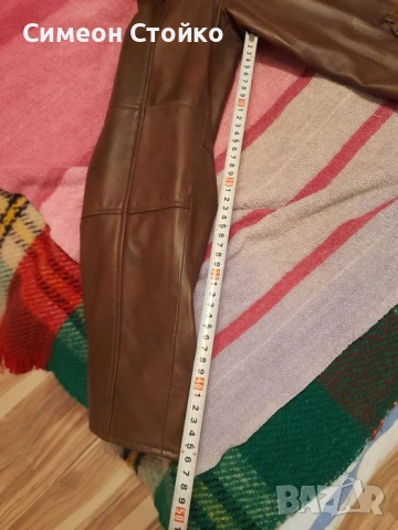 Чисто ново кожено яке размер Л - 52. Естествена кожа. Кафяво, спортен, втален силует., снимка 6 - Якета - 53500838