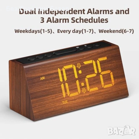 Нов Будилник с две аларми, USB зареждане и регулиране на звук за дом стая, снимка 4 - Друга електроника - 53156560