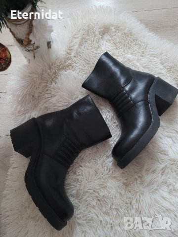 Черни боти ЕСТЕСТВЕНА кожа , снимка 4 - Дамски боти - 43535196