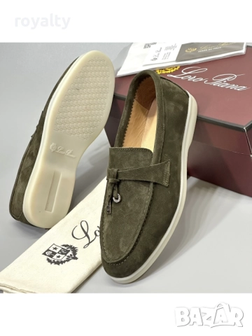 Loro Piana ЕСТЕСТВЕН ВЕЛУР Зелени Мъжки Мокасини 