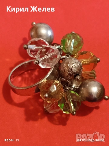 Дизайнерски сребърен пръстен с скъпи редки камъни уникат Арт бижу 53689, снимка 8 - Пръстени - 53410998