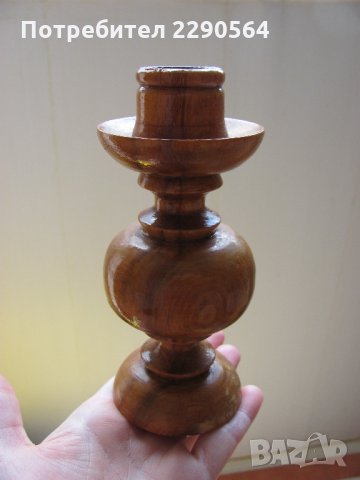 Дървен свещник малък, снимка 4 - Други ценни предмети - 35356893