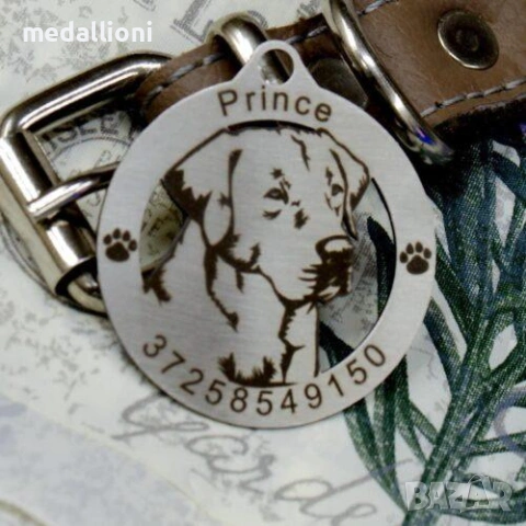 Персонализиран медальон за куче с гравиране – име и телефон (за всички породи)