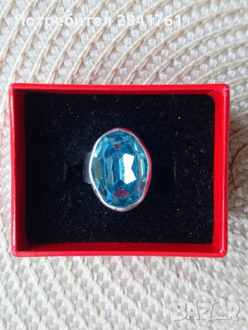 Сребърен пръстен със син камък, снимка 5 - Пръстени - 44014070