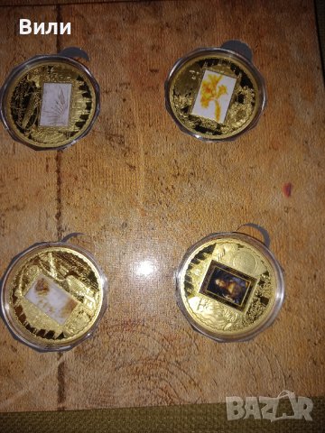 Колекция от 10 позлатени плакети с картините на Леонардо да Винчи, снимка 3 - Нумизматика и бонистика - 43715791