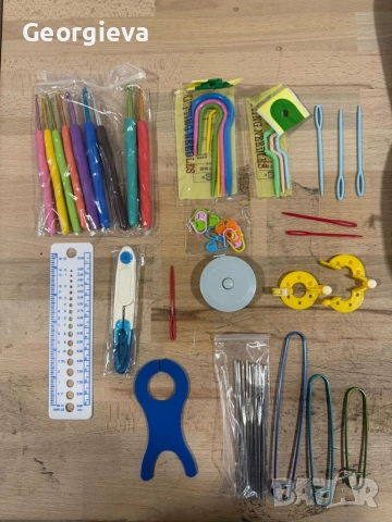 Комплект аксесоари за плетене, 58 части, алуминиеви куки , снимка 3 - Други стоки за дома - 52799288