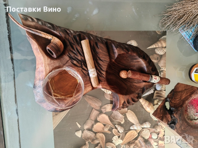 Пепелник за пури, лула с място за чаша, снимка 3 - Декорация за дома - 52799993