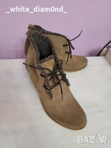 Топли дамски боти естествен велур и вълна номер 38, снимка 4 - Дамски боти - 51958274