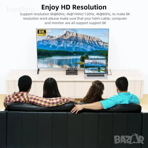 НОВ, ТЕСТВАН КВМ суич / kvm switch 4 компютъра към 2 монитора, снимка 5 - Кабели и адаптери - 50555778