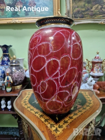 Уникална огромна белгийска авторска порцеланова ваза H.BEQUET , снимка 7 - Вази - 51784233