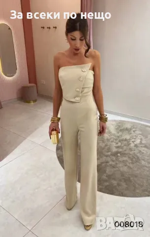 Дамски Елегантен Гащеризон - Бежов Или Черен Код LFS344, снимка 3 - Гащеризони - 49613074