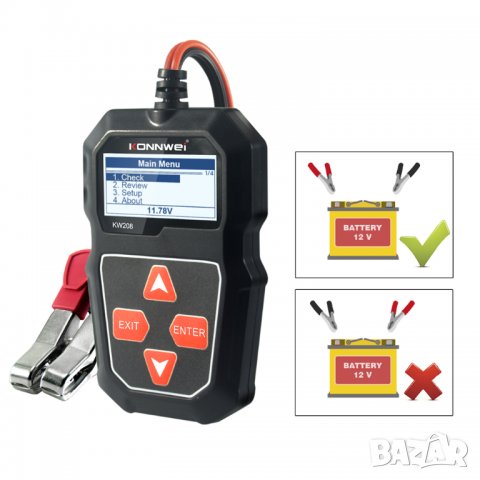 Тестер за акумулатор за автомобил за кола за камион за мотор, уред за тест на акумулатори AGM и др, снимка 14 - Аксесоари и консумативи - 33411398