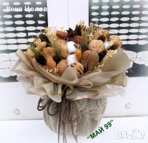 Икебана с орехи и житни класове, снимка 1 - Подаръци за юбилей - 35263948
