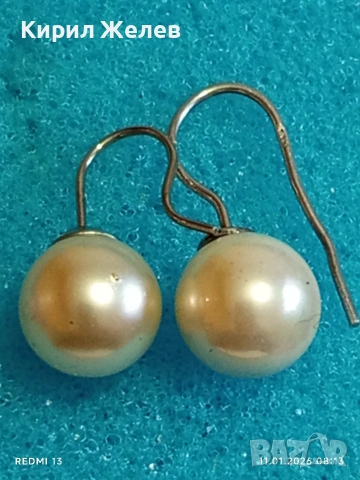Винтидж сребърни обеци с естествени Перли ювелирна изработка Ретро Арт бижу 52759, снимка 5 - Обеци - 53059627