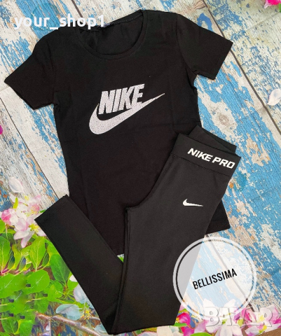 Nike pro дамска тениска + клин , снимка 4 - Тениски - 44900925